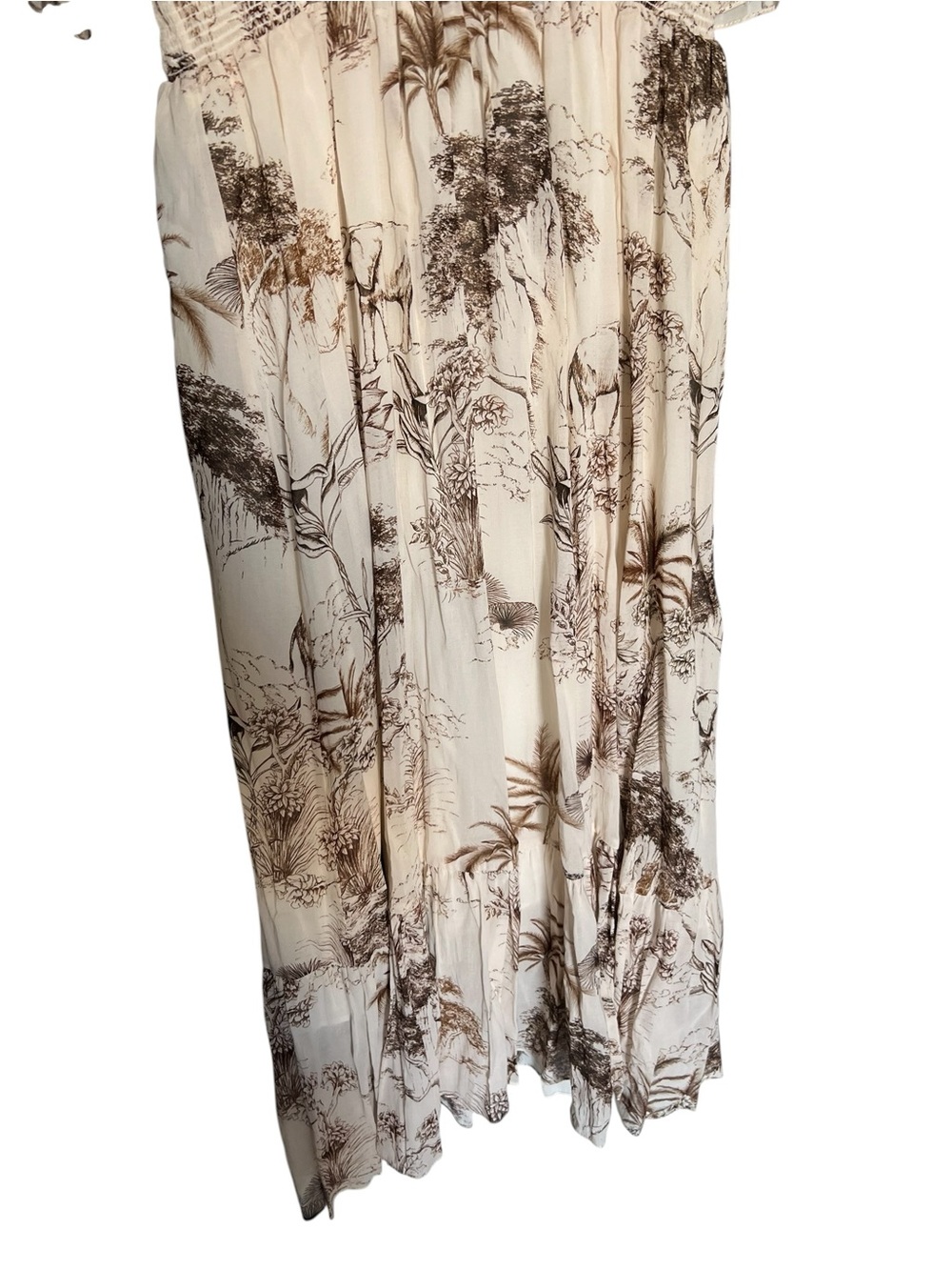 SANDRO Natural Marro Ruffled Printed Gauze Midi Dress - Picture 5 of 12